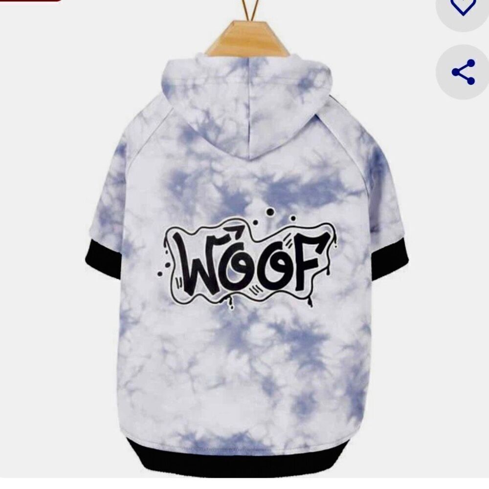 Frisco Woof Dog Hoodie Sweatshirt Blue Sz L